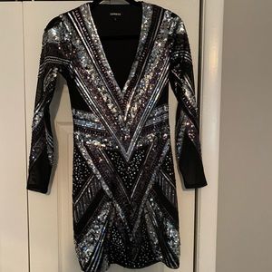 Black Long Sleeve Dress with Sequins